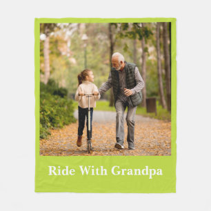 Custom Grandpa Photo Cosy Gift for Birthday Fleece Blanket