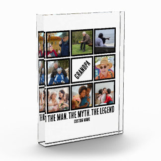 Custom Grandpa the man myth legend 8 Photo Collage Block
