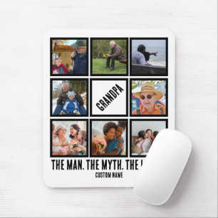 Custom Grandpa the man myth legend 8 Photo Collage Mouse Pad