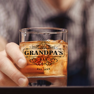 Custom Grandpa's Bar Year Established Glass