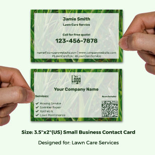 Custom Grass Image Green White Logo QR Business Card