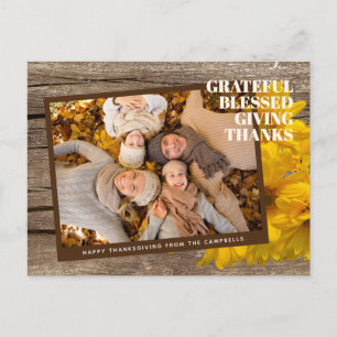 Custom Grateful Blessed Giving Thanks Holiday Card