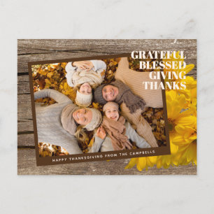 Custom Grateful Blessed Giving Thanks Holiday Card