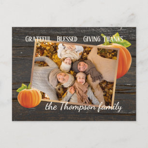Custom Grateful Blessed Giving Thanks Holiday Card
