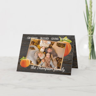 Custom Grateful Blessed Giving Thanks Holiday Card