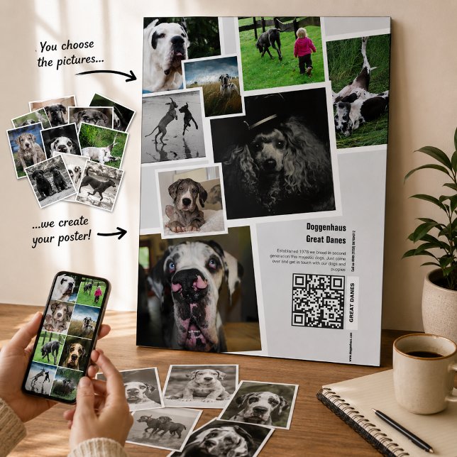 Custom Great Dane Photo Collage Poster (Made easy to help you: just select your images and upload them)