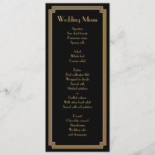 Custom Great Gatsby Art Deco Black Wedding Menu