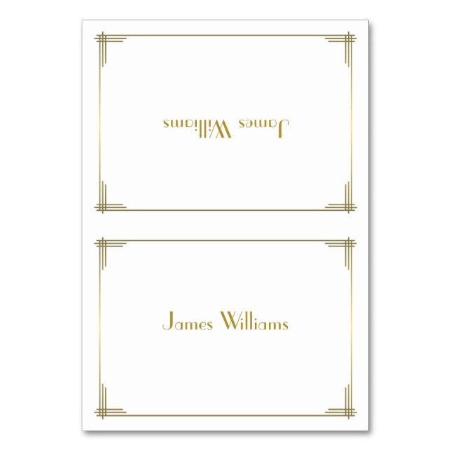 Custom Great Gatsby Gold Art Deco Place Cards (Front)