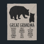 Custom Great Grandma Gift Grandkid Bear Greige Fle<br><div class="desc">Do you have a special great grandma in your life? Well, why not show her just how much you care by giving her the personalised great grandma gift of a fleece blanket with all of her grandkids names on it! Not only is this a thoughtful and unique gift, but it's...</div>