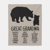 Custom Great Grandma Gift Grandkid Bear Greige Fle