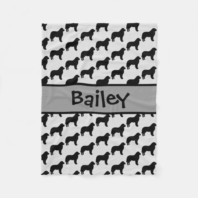 Custom Great Pyrenees Dog Silhouette Fleece Blanket (Front)