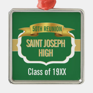 Custom Green 50th Class Reunion Metal Tree Decoration