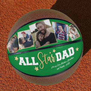 Custom Green “All-Star Dad” Basketball Gift