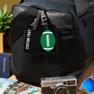 Custom Green and Black Football Luggage Tag