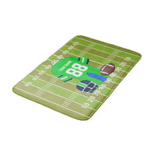 Custom green and blue Football Jersey on Field Bath Mat