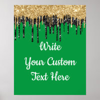 Custom Green and Gold Glitter Birthday Photo Prop