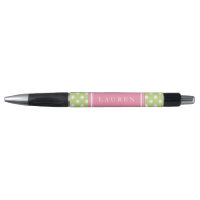 Custom Green and Pink Polka Dots Pattern