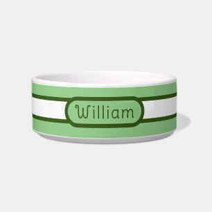Custom Green and White Striped Pet Bowl