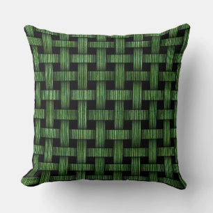 Custom Green Bamboo Pattern Woven Pillow