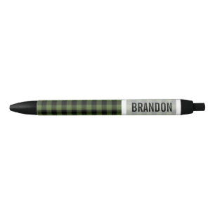Custom Green Black Buffalo Lumberjack Check Ink Pen