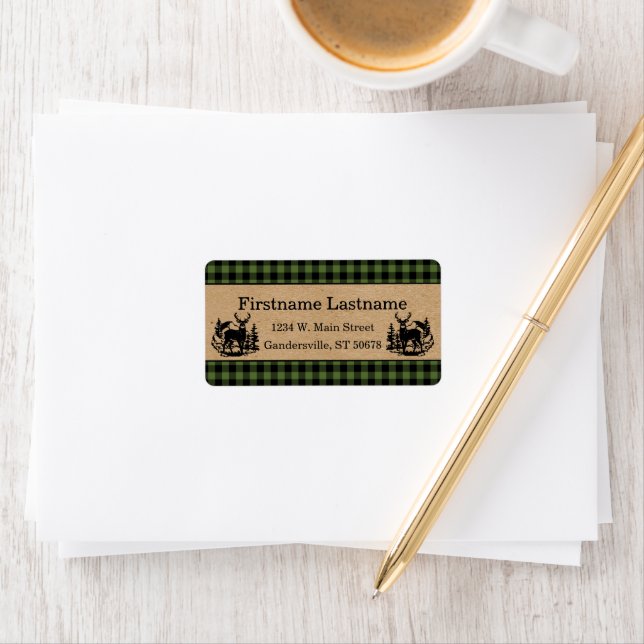 Custom Green Black Country Check Plaid Pattern Label (Insitu)
