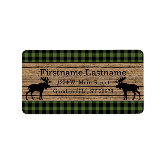Custom Green Black Country Check Plaid Pattern Label (Front)