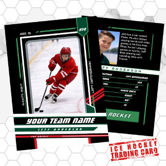 Custom Green & Black Ice Hockey Player Card