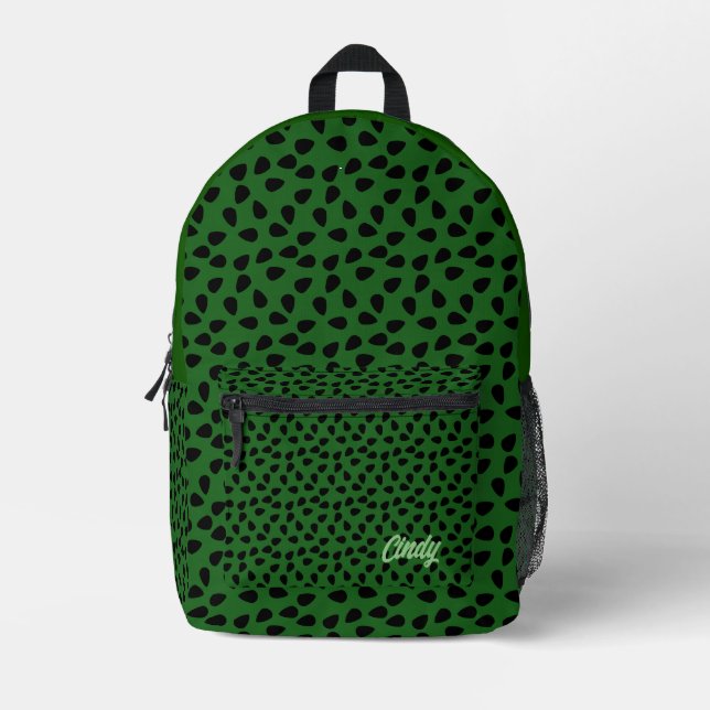 Custom Green Black Modern Trendy  Printed Backpack (Front)