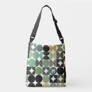 Custom Green Black White Brown Retro Art Pattern Crossbody Bag