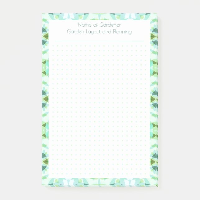 Custom Green Blue Dot Grid Garden Layout Planner Post-it Notes (Front)