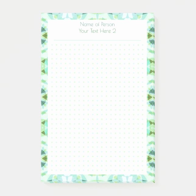 Custom Green Blue Dot Grid Student Gift Planner Post-it Notes (Front)
