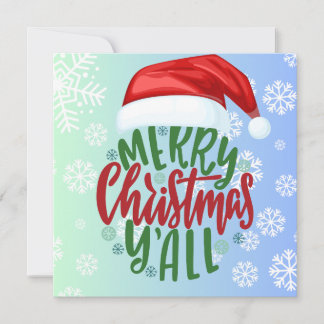Custom Green Blue Ombre Merry Christmas Y'all Holiday Card