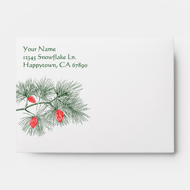 Custom Green Blue Pine Pattern A6 Lined Envelope (Front)
