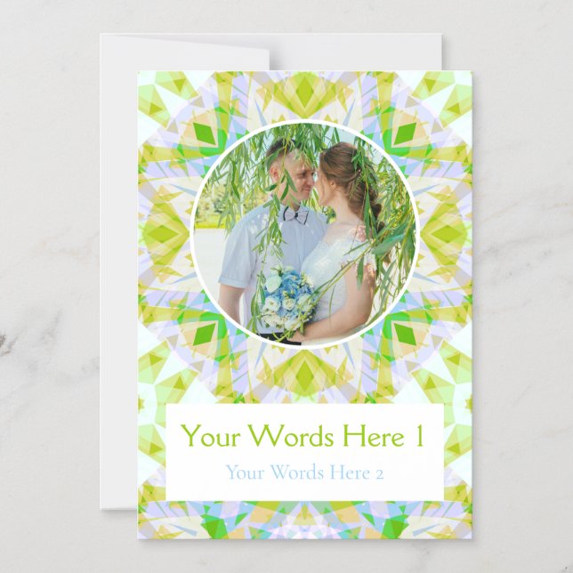 Custom Green Blue Wedding Magnetic Thank You Card (Front)