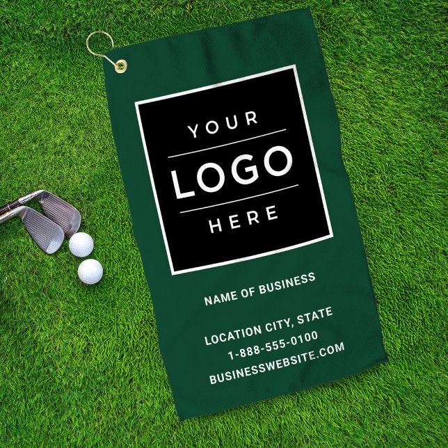 Custom Green Business Logo Company Branded Golf Towel (Creator Uploaded)