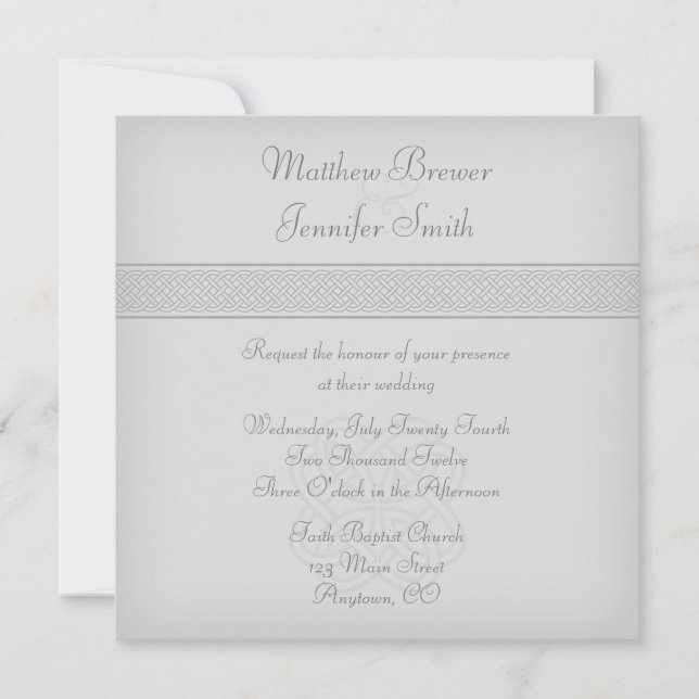 Custom Green Celtic Knot Square Wedding Invitation (Front)