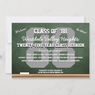Custom Green Chalkboard High School Reunion Invitation
