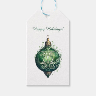 Custom Green Christmas Ornament Holiday  Gift Tags