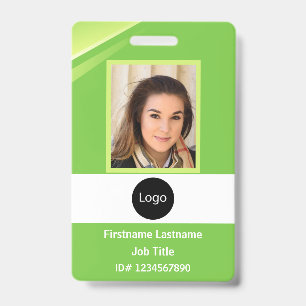 custom green company employee Photo, Logo, Code ID Badge