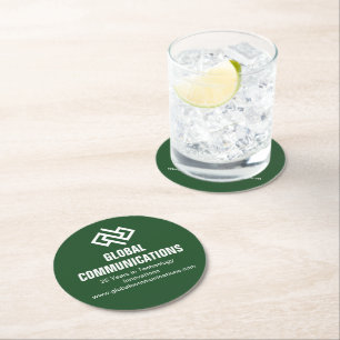 Custom Green Company Technology Business Round Paper Coaster