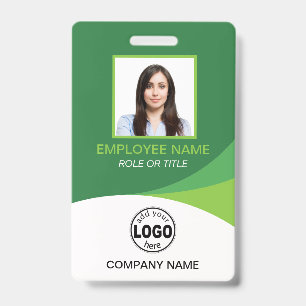 Custom Green Corporate Employee Photo Name Tags ID Badge