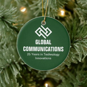 Custom Green Cyber Computer Company Christmas Ceramic Tree Decoration