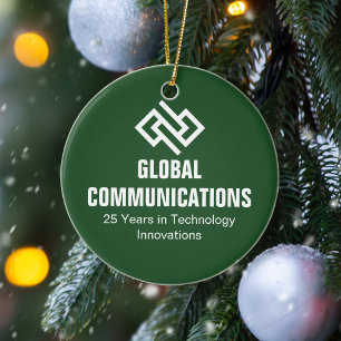 Custom Green Cyber Computer Company Christmas Ceramic Tree Decoration