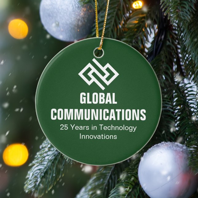 Custom Green Cyber Computer Company Christmas Ceramic Tree Decoration (Creator Uploaded)