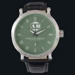 Custom Green Dial Roman Numeral  Luxury Gift for W Watch<br><div class="desc">Custom Green Dial Roman Numeral Luxury Gift for Weddings, Anniversaries & Father’s Day Descriere (SEO): Elevate your gift-giving with this Custom Green Dial Roman Numeral Watch, designed with a bold green face, classic Roman numerals, and a luxurious gold-tone case. Personalized with names or initials, this stylish timepiece makes the perfect...</div>