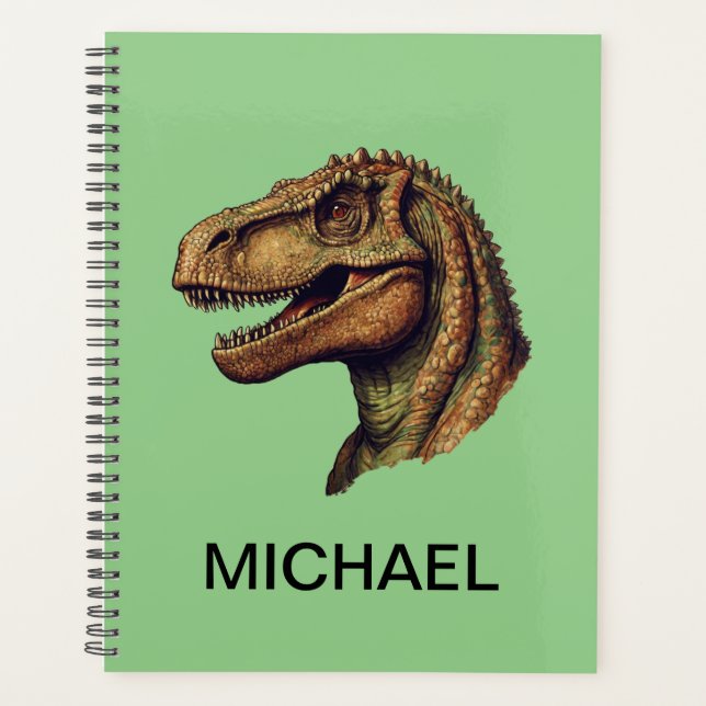 Custom Green Dinosaur T-Rex Tyrannosaurus  2025 Planner (Front)