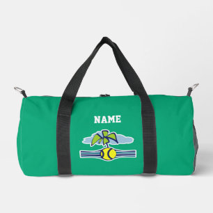 Custom green duffle bag for tennis player