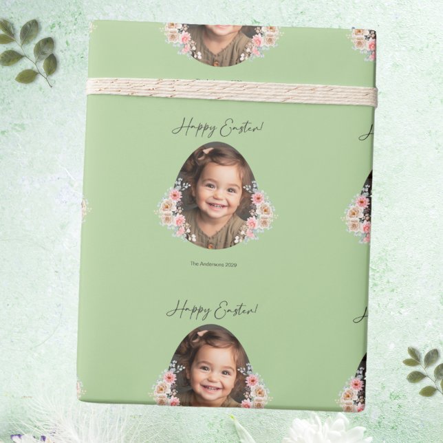 Custom Green Easter Wrapping Paper (Custom Green Easter Wrapping Paper with Photo)