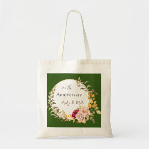 Custom Green Elegant Flower Wreath Wedding Tote Bag