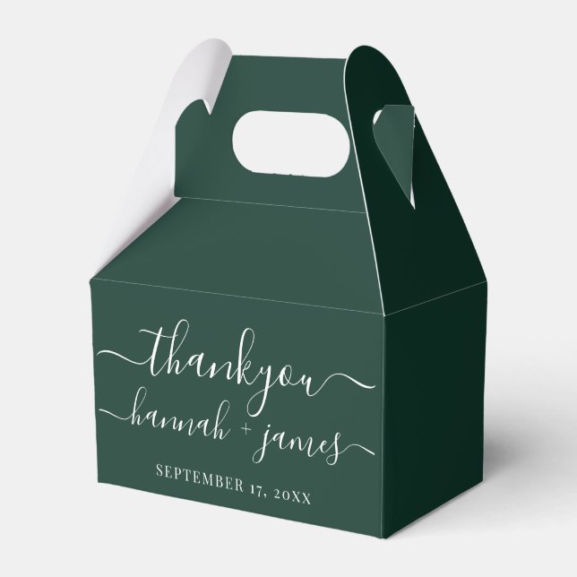 Custom Green Elegant Thank You Wedding Favour Box (Front Side)